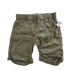 Old Navy Kids Green Cargo Pocket Rolled‎ Hem Linen Shorts Size 12